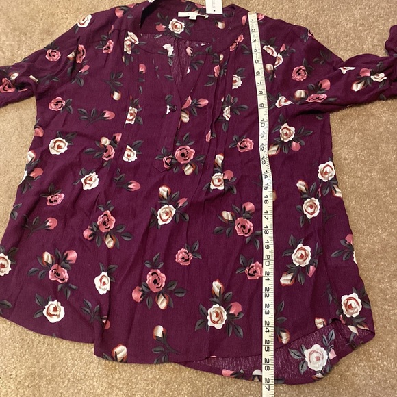 NWT Fun2Fun Kearney Henley Top Dark Purple - Picture 7 of 8